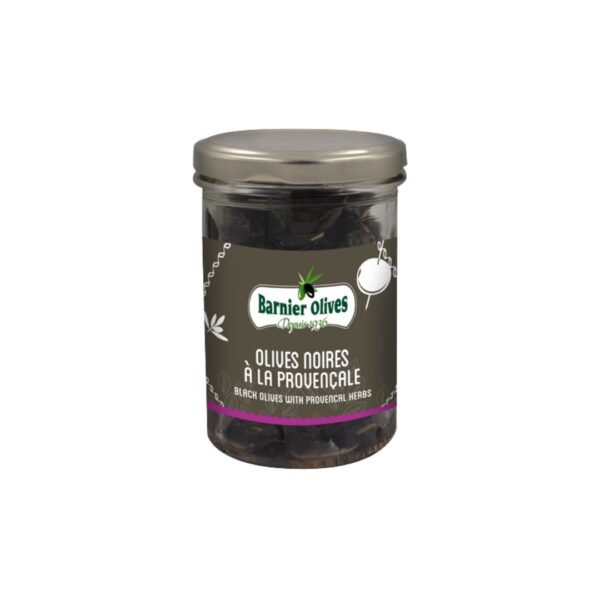 Schwarze Oliven mit Kräutern der Provence – 125g