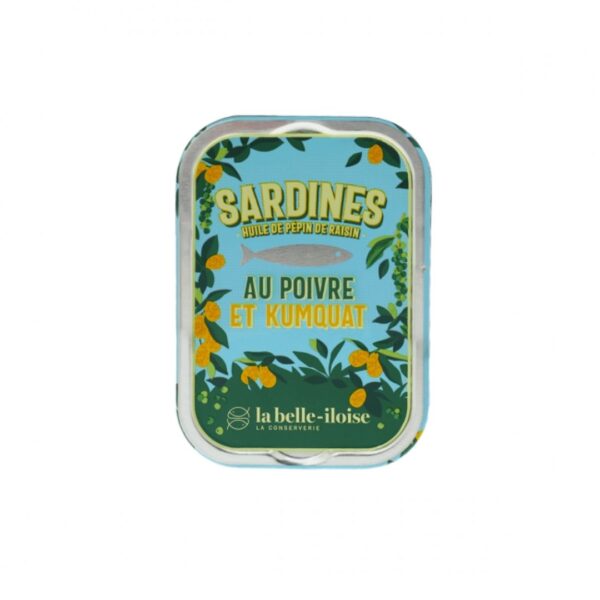 Sardinen mit Traubenkernöl, Pfeffer und Kumquat – 115g