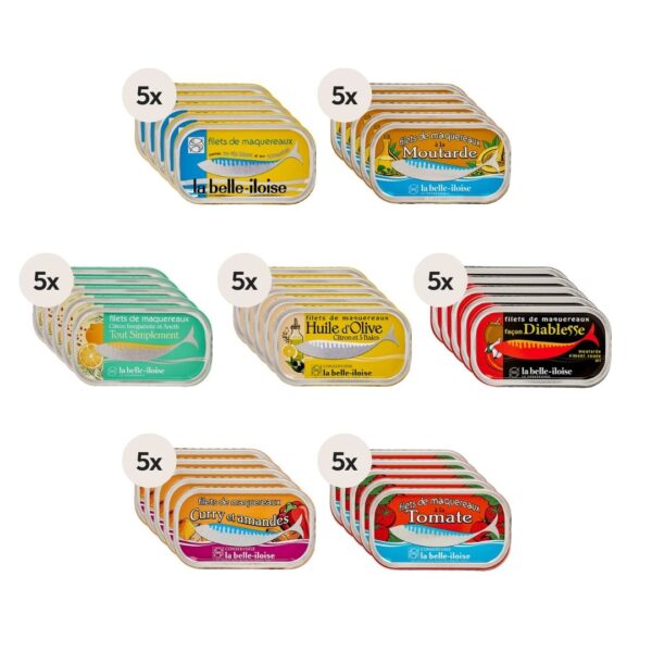 Makrelen-Sortiment – 35Stk. (7 Sorten à 5 Stk.)