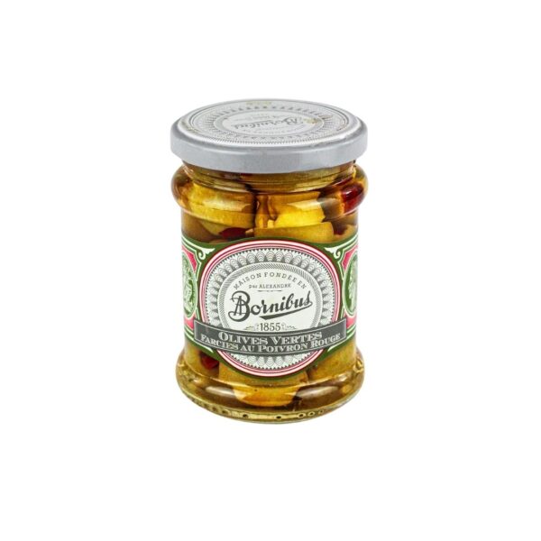 Grüne Oliven gefüllt mit roter Paprika  – 270g