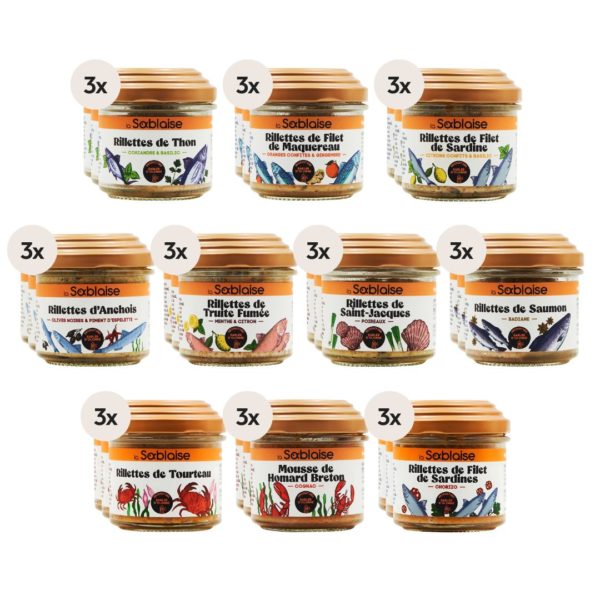 Rillette Entdeckungssortiment – 30x90g (10 Sorten à 3 Stk.)