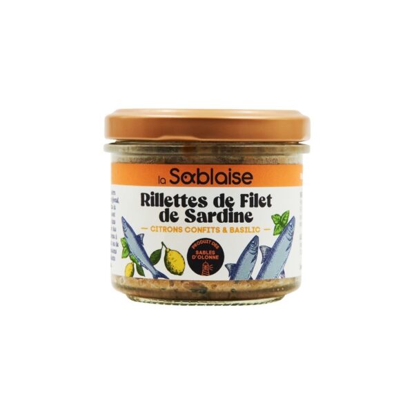 Sardinenrillette mit eingelegten Zitronen und Basilikum – 90g