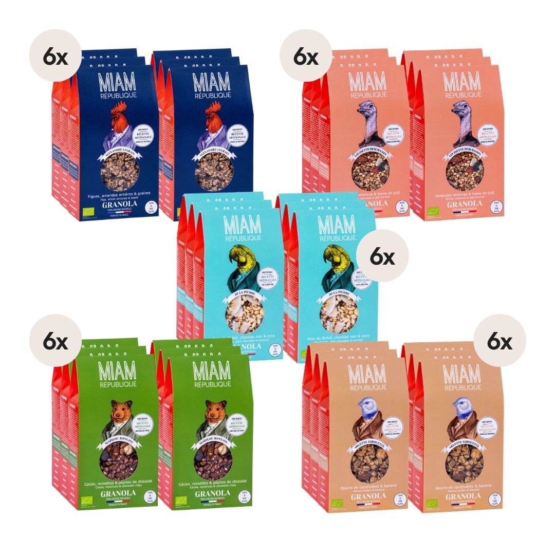 Sortiment BIO-Granola – Starter Set (5 Sorten à 6 Stk.) 1 MIAMSORT02