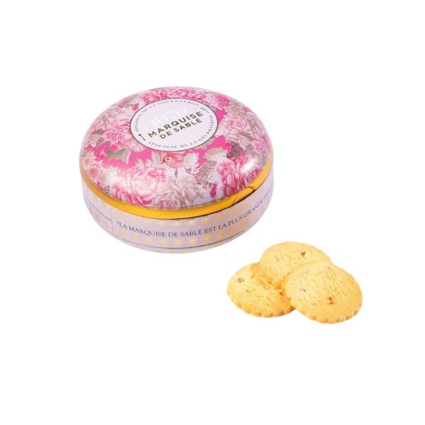Süße Sablés mit Aprikosenstückchen – Runde Metallbox „Écrin trésor“ 175g