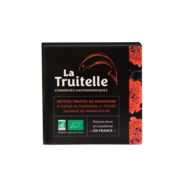 BIO-Bergforellen in Sonnenblumenöl und Madagascar Pfeffer – 85g