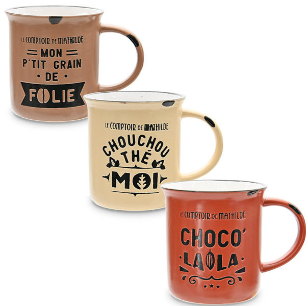 Hot Choc Tassen in drei Farben