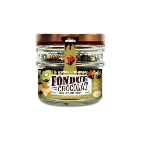 Schokofondue mit knusprigen Perlen (Bitterschokolade) – 200g
