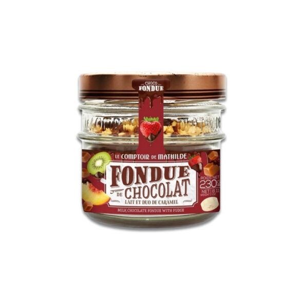 Schokofondue mit Karamell-Duo (Milchschokolade) – 200g