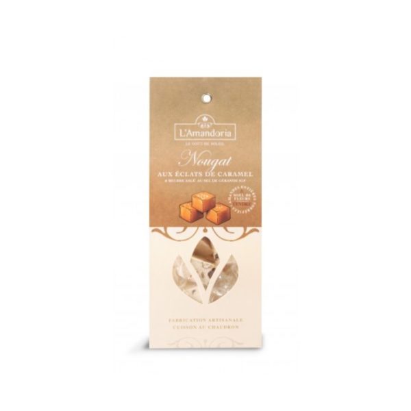 Weißer Nougat mit Karamellstückchen (einzeln verpackt) – Beutel 150g