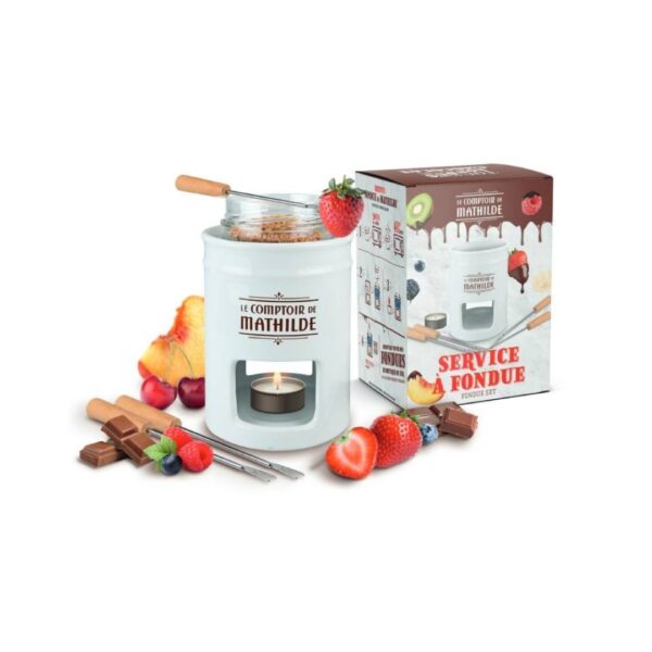 Fondue-Set mit Besteck und Kerze (geliefert ohne Fondue)