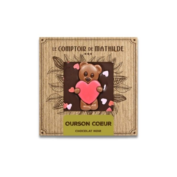 Schokoladentafel "Ourson Cœur" (Bitterschokolade) – 80g