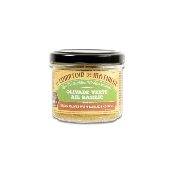 Grüne Olivenpaste mit Knobaluch & Basilikum – 90g