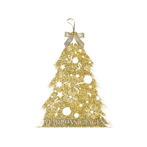 Goldener Weihnachtsbaum gefüllt mit 6 "Marrons glacés" (einzeln verpackt) – 120g