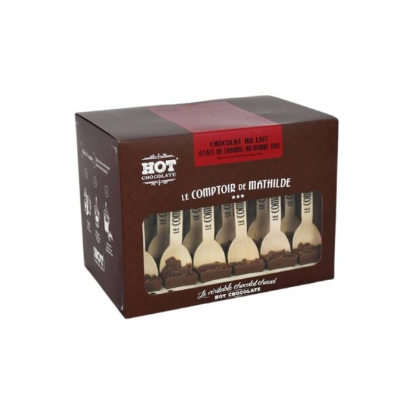 Trinkschokolade Set "Éclats De Caramel Au Beurre Salé" (Milchschokolade) – 24 Löffel