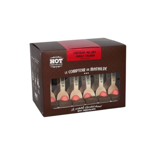 Trinkschokolade Set "Fraise Tagada" (Milchschokolade) – 24 Löffel