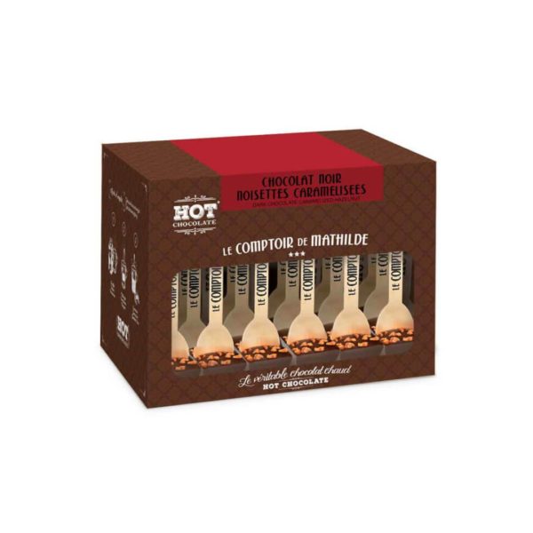 Trinkschokolade Set "Noisettes Caramélisées" (Bitterschokolade) – 24 Löffel