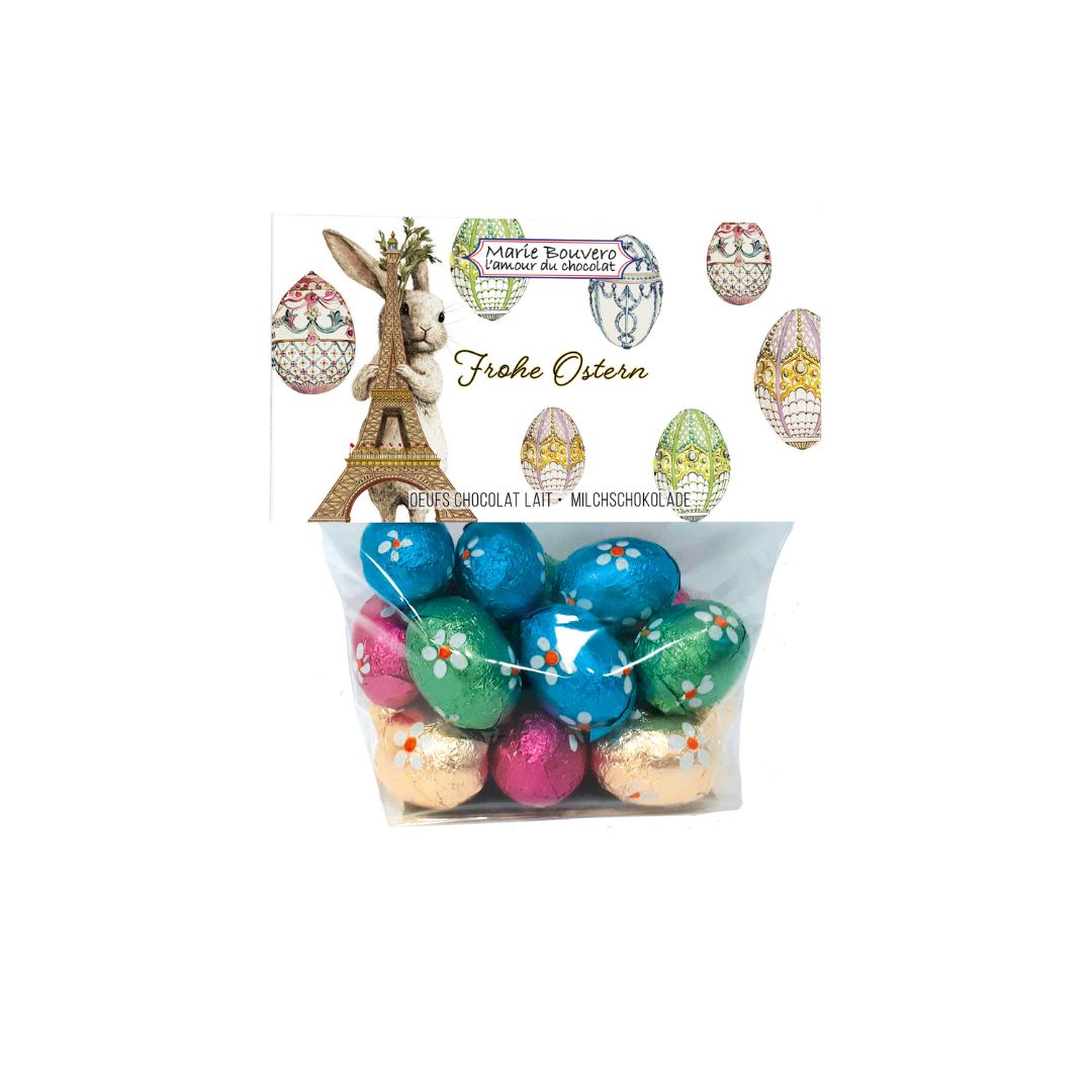 Beutel "Osterturm" mit einzeln verpackten Schokoladeneiern – 150g 1 MABOBEUP261