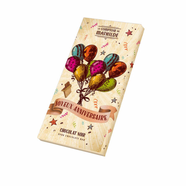 Schokoladentafel "Joyeux anniversaire" (Bitterschokolade) – 90g
